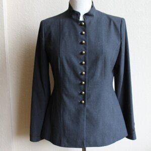 Gray fitted military high neck blazer steampunk